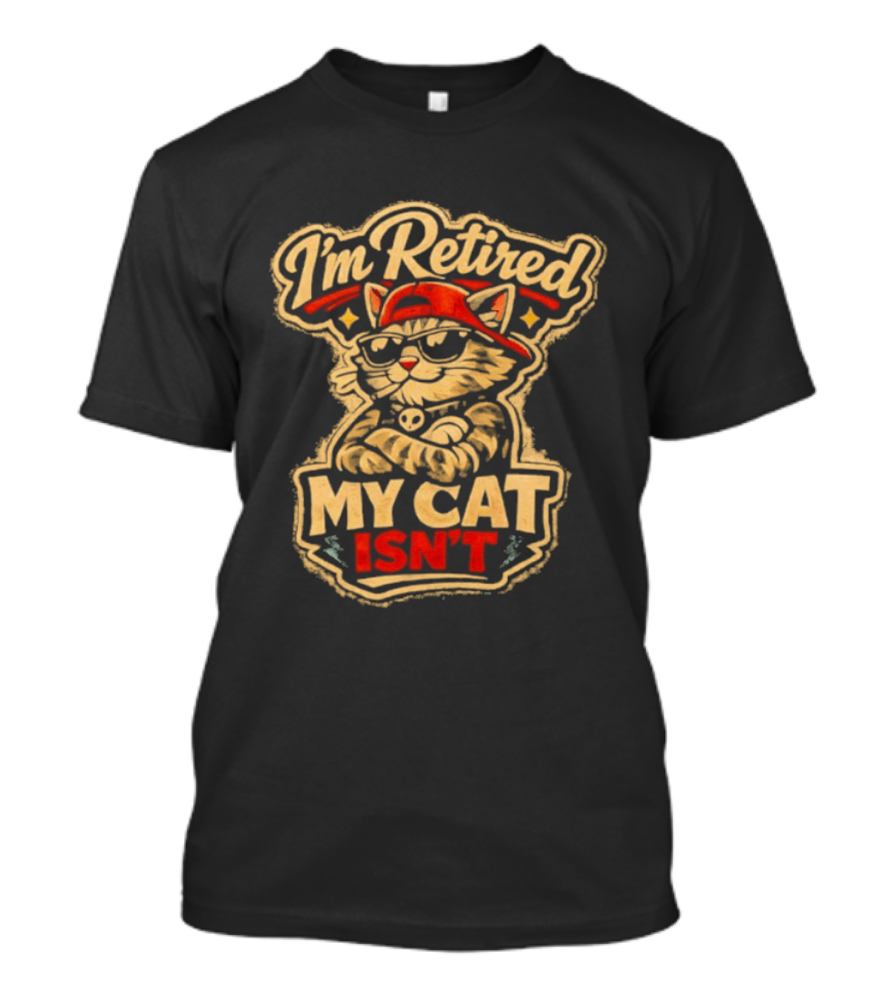 I'm Retired My Cat Isn't Red Cap Cat T-Shirt