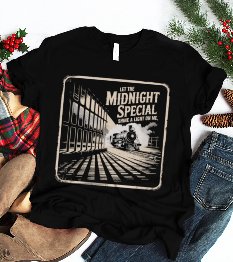 Let The Midnight Special Shine A Light On Me Train Illustration Classic Song Reference T-Shirt
