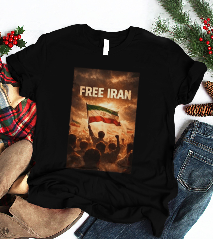 Free Iran Flag Protest With Crowd T-Shirt