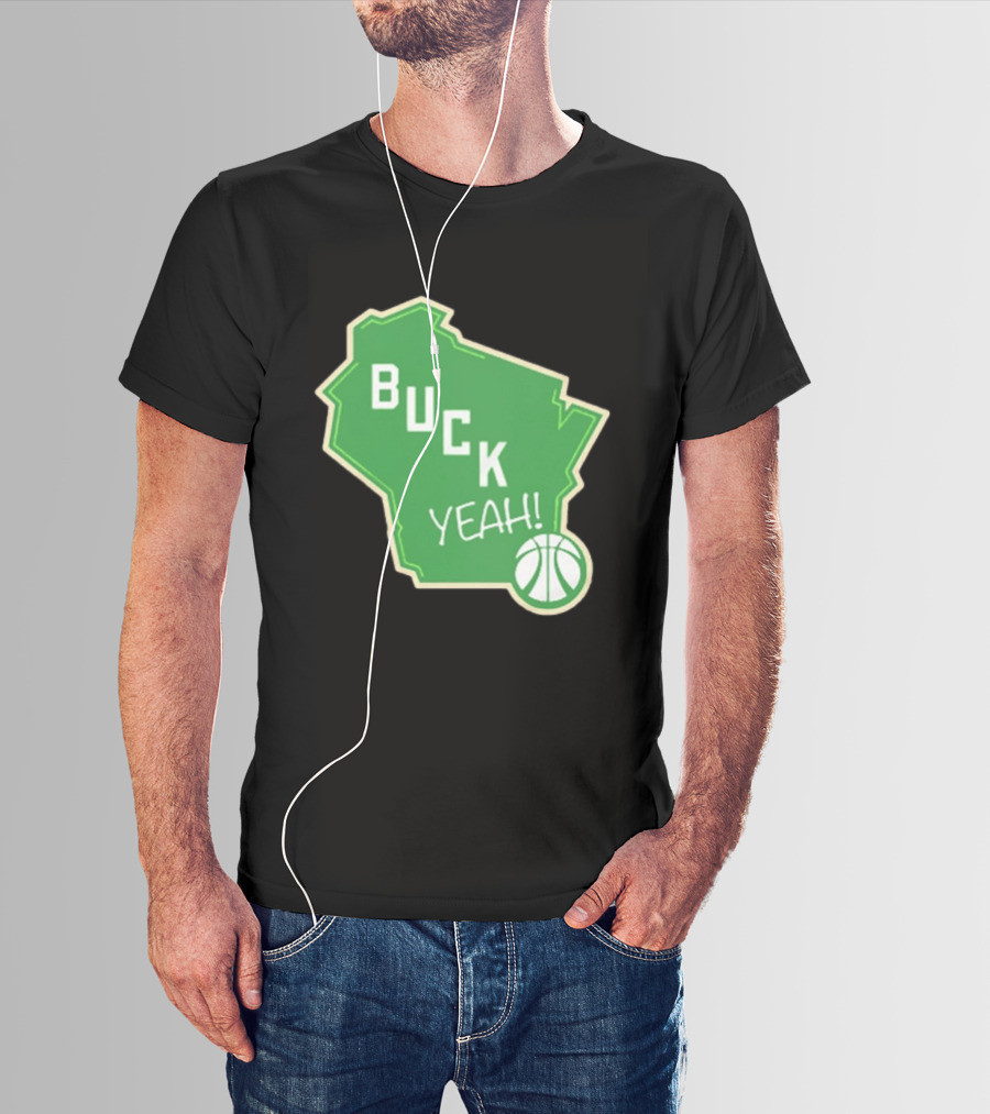 Buck Yeah Milwaukee Basketball Green Map T-Shirt