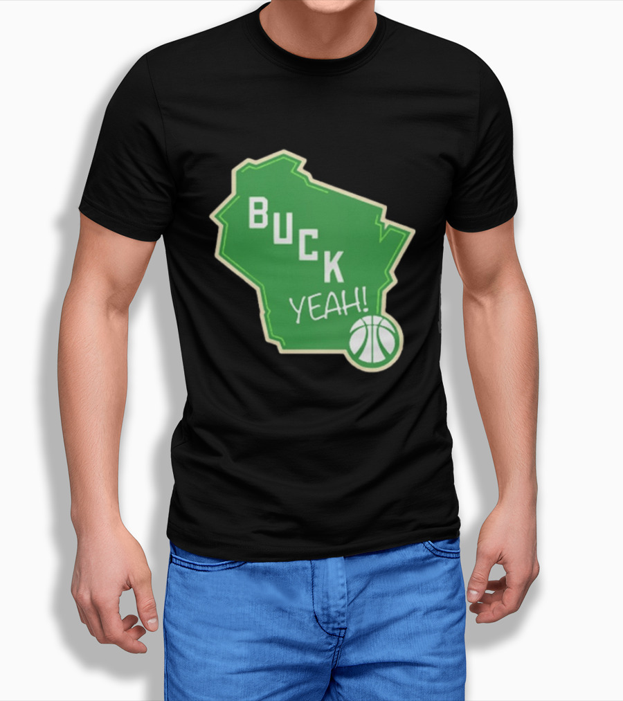 Buck Yeah Milwaukee Basketball Green Map T-Shirt