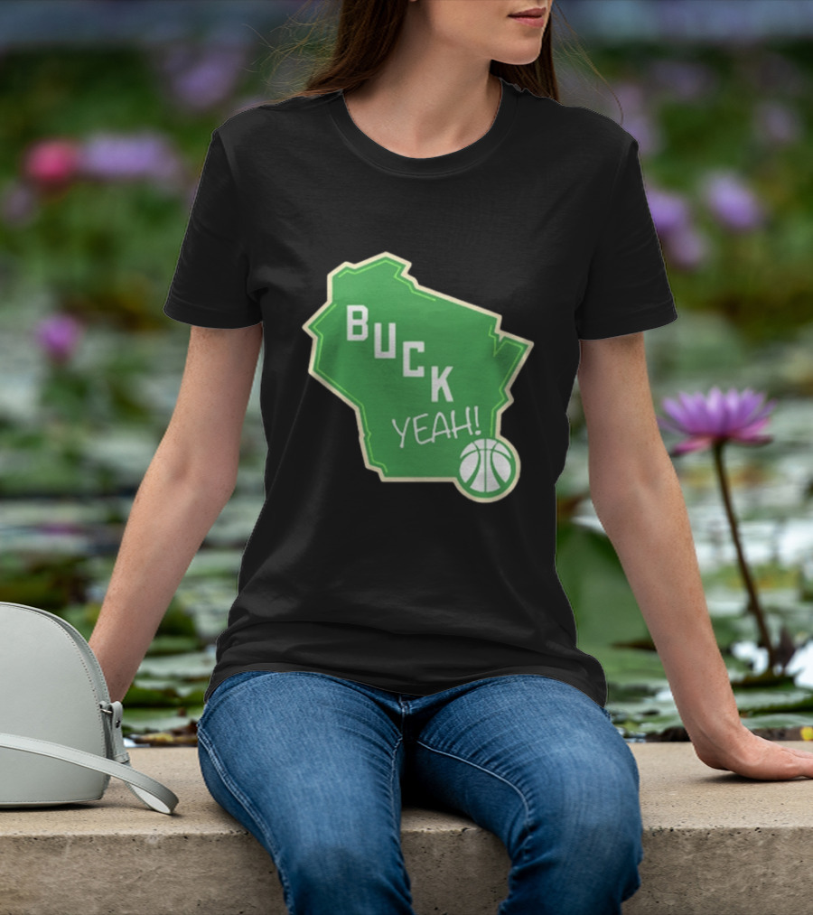 Buck Yeah Milwaukee Basketball Green Map T-Shirt