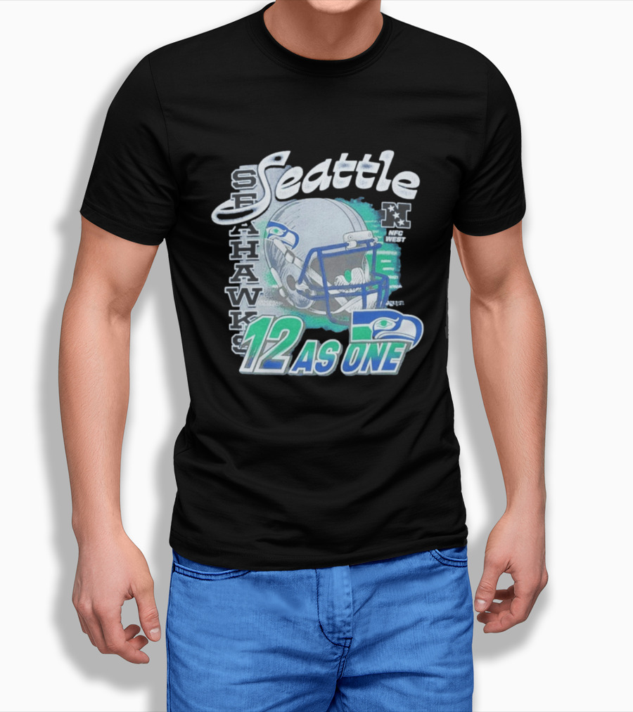 Seattle Seahawks Helmet 12 As One NFC West T-Shirt