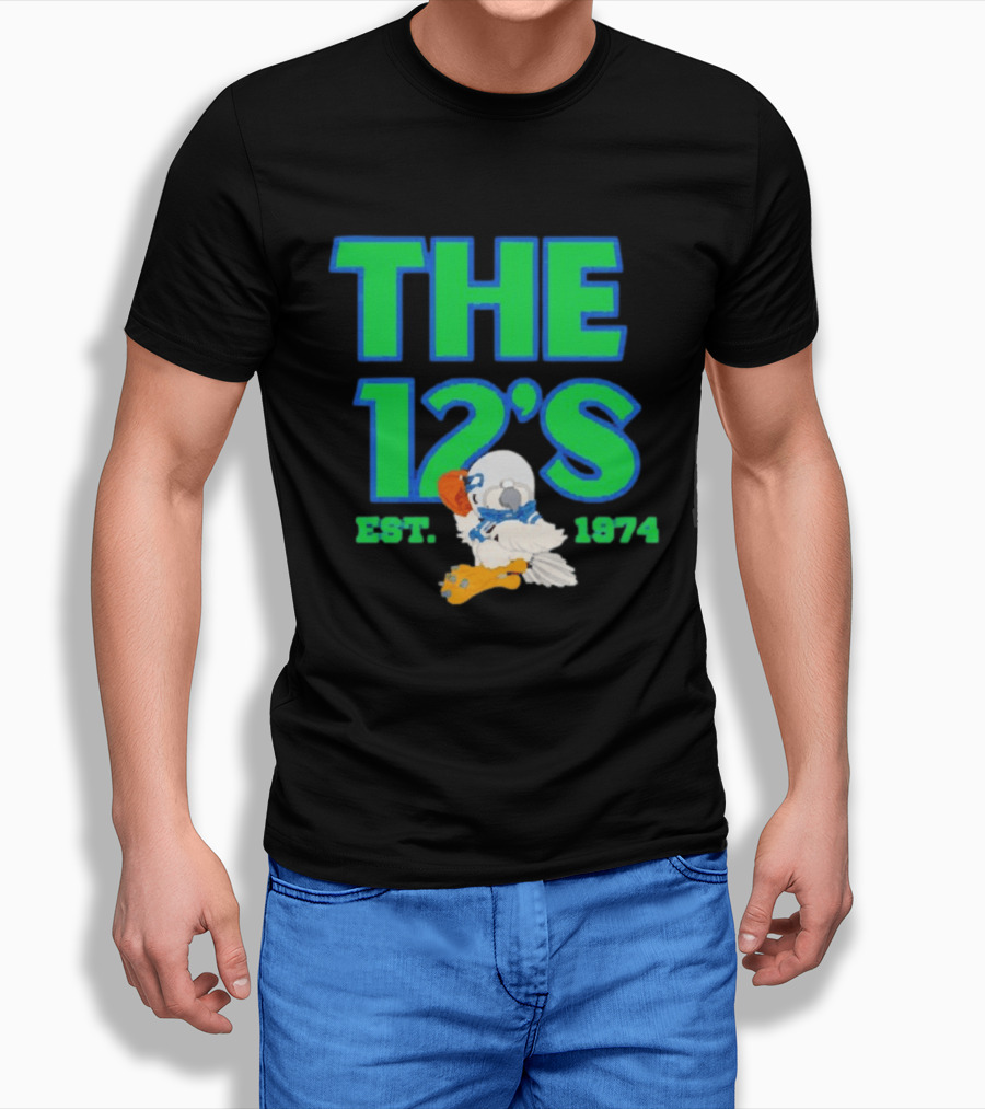 THE 12'S Est. 1974 Navy Grey Seattle Seahawks T-Shirt