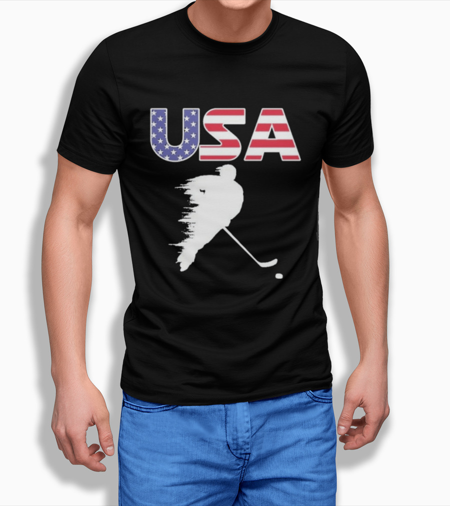 USA Stars And Stripes Ice Hockey Player T-Shirt