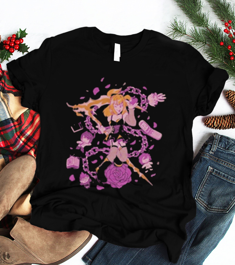 Angel Of Death Jav Anime Style Pink Chains And Rose T-Shirt