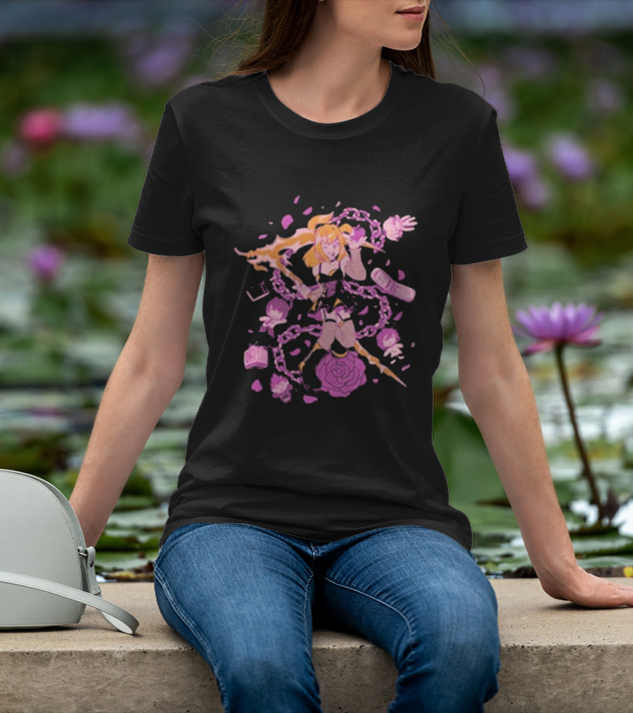 Angel Of Death Jav Anime Style Pink Chains And Rose T-Shirt