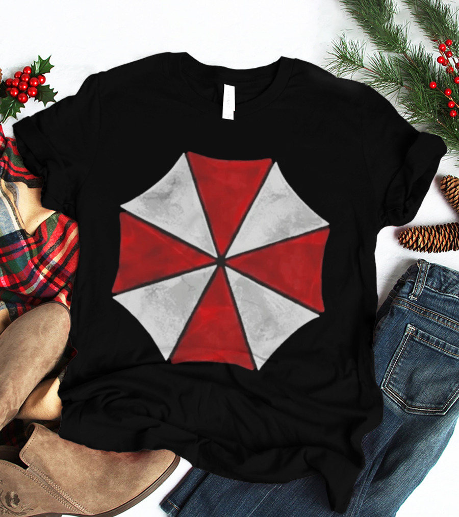 Residence Evil Umbrella Corporation Iconic Red White Umbrella T-Shirt