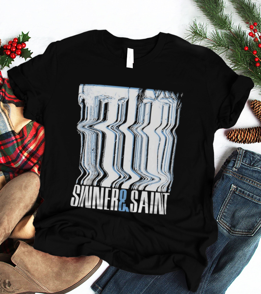 Sinner And Saint Distorted Typography Design Free Shipping T-Shirt