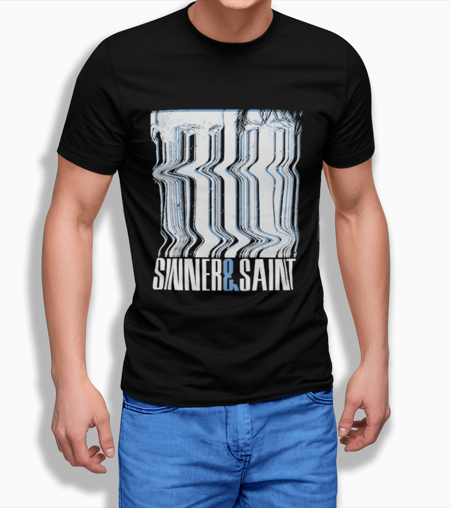 Sinner And Saint Distorted Typography Design Free Shipping T-Shirt