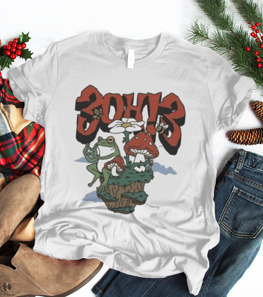 3Oh3 Mushroom Frog Fantasy With Bee And Flower T-Shirt