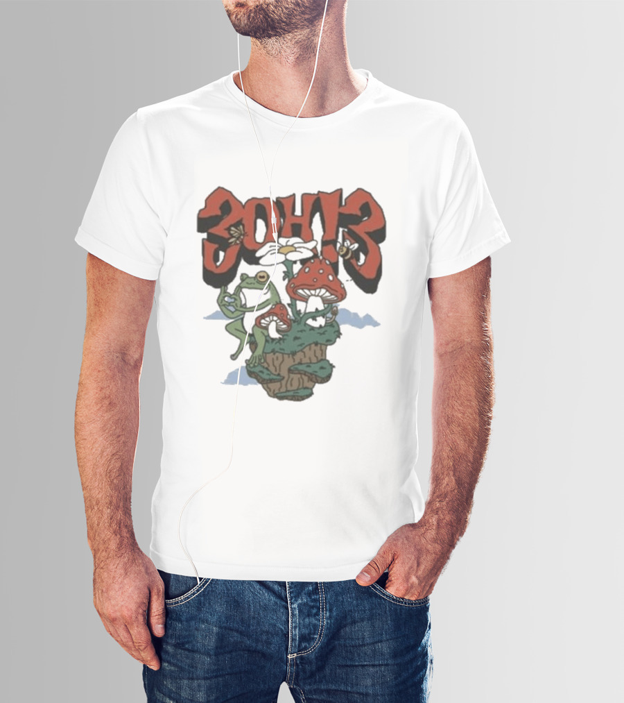 3Oh3 Mushroom Frog Fantasy With Bee And Flower T-Shirt