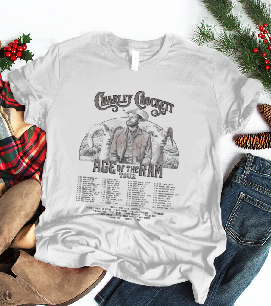 Charley Crockett Age Of The Ram Tour 2026 Full Schedule And Dates T-Shirt