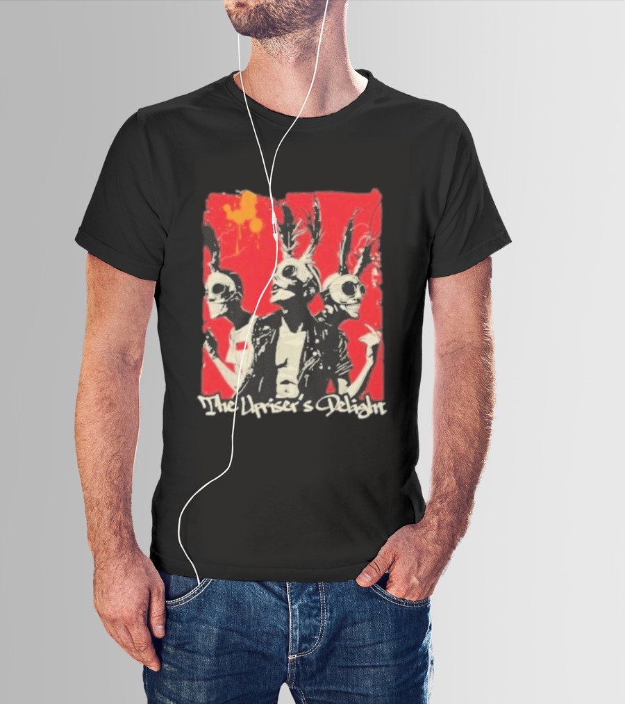 The Upriser's Delight Skull Trio Feathered Masks Red T-Shirt