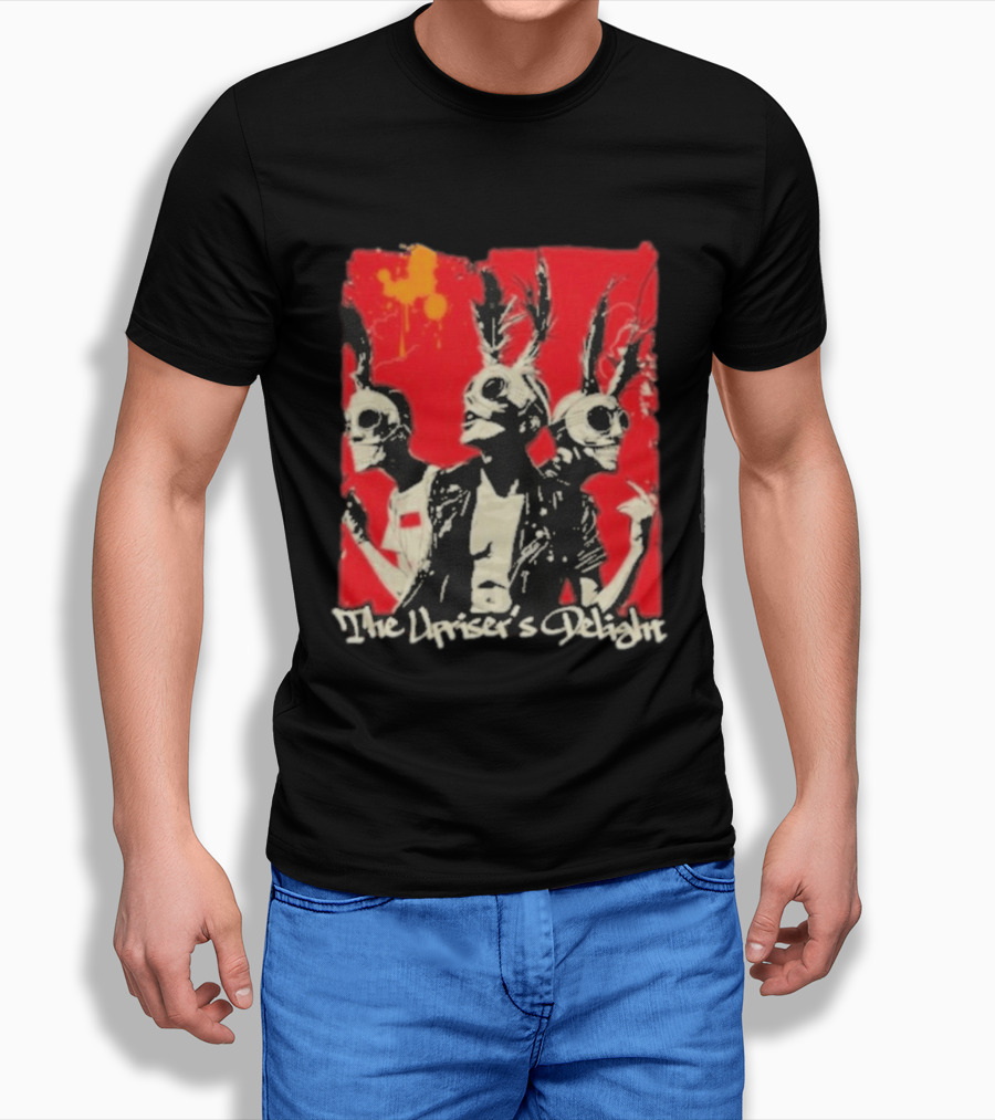 The Upriser's Delight Skull Trio Feathered Masks Red T-Shirt