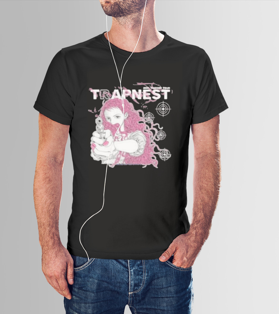 Trapnest Trigger Tour 2001 Anime Girl With Gun And Target T-Shirt