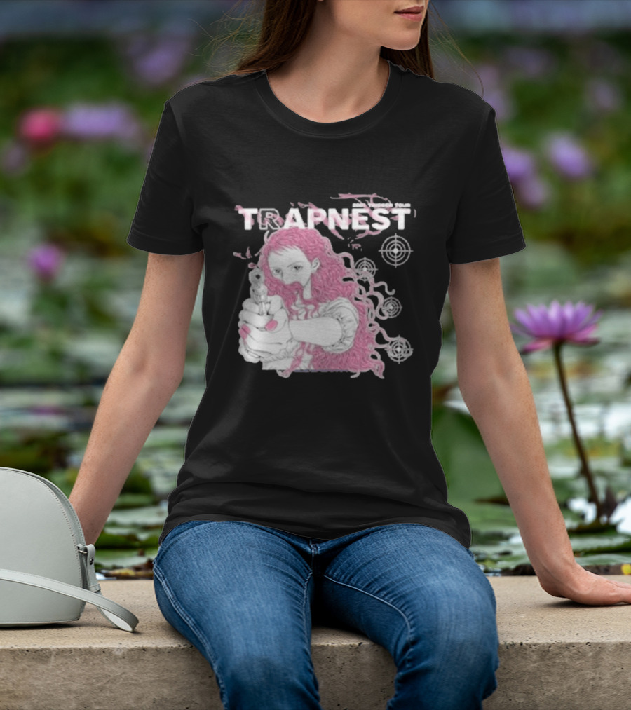 Trapnest Trigger Tour 2001 Anime Girl With Gun And Target T-Shirt