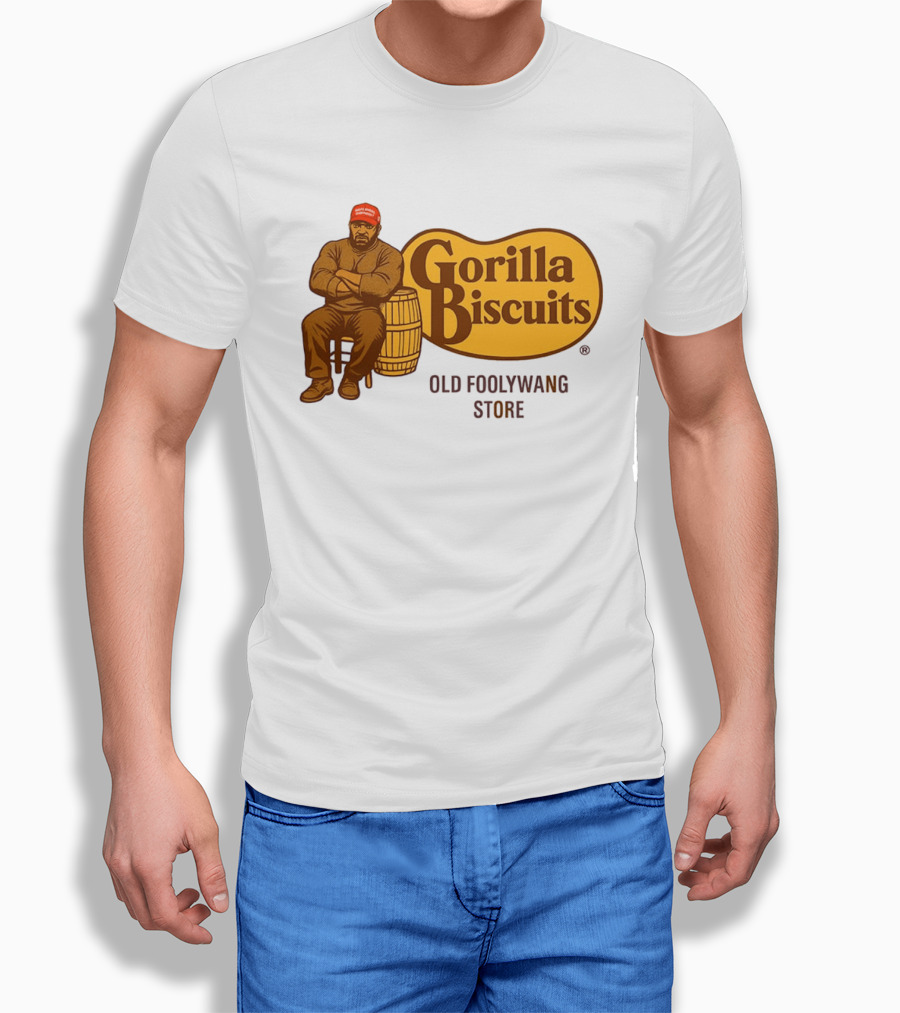 Cracker Barrel Gorilla Biscuits Old Foolywang Store Rustic Man And Barrel T-Shirt