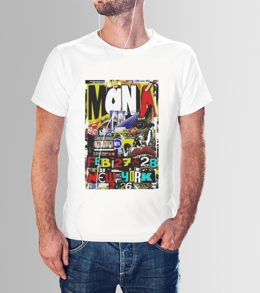 Maná New York City Concert February 27 28 2026 14th Street Station Statue Of Liberty MTA Taxi Brooklyn Bridge T-Shirt