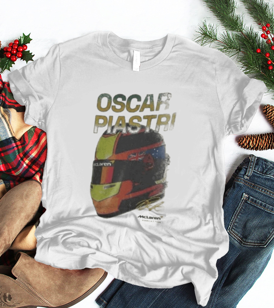 Oscar Piastri McLaren Helmet Design Racing Memorabilia T-Shirt