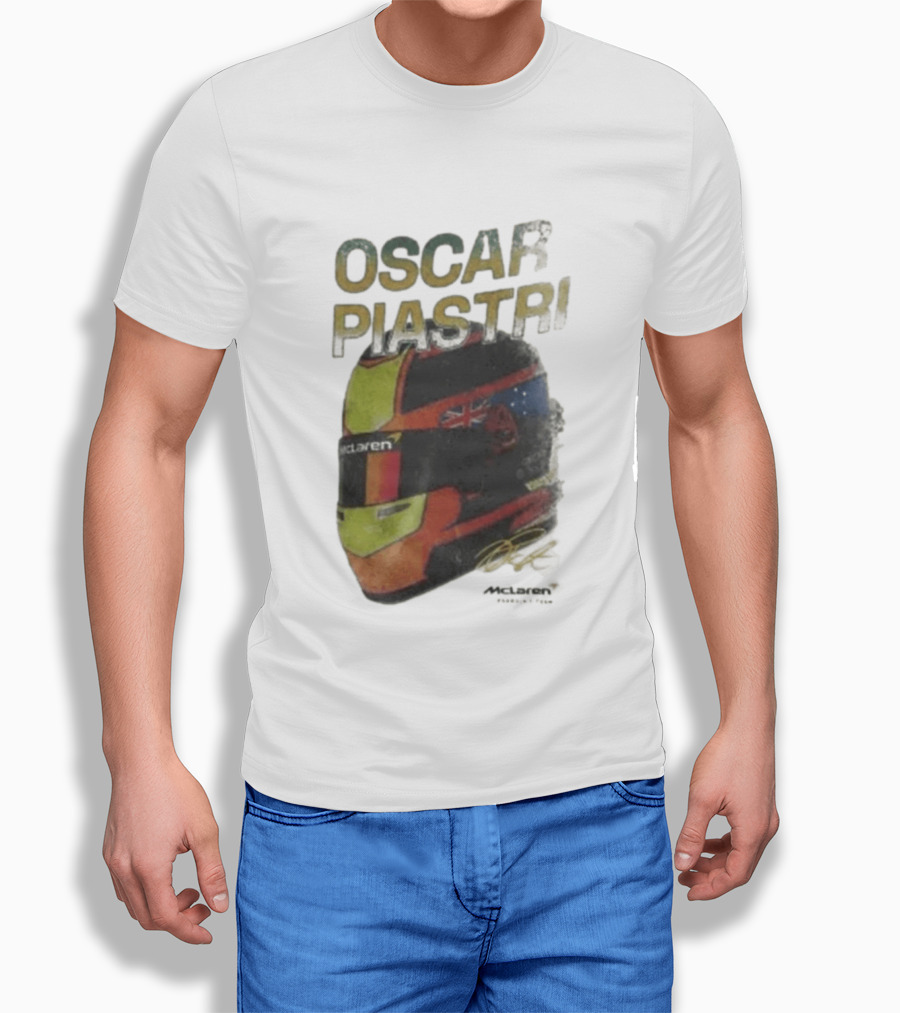 Oscar Piastri McLaren Helmet Design Racing Memorabilia T-Shirt