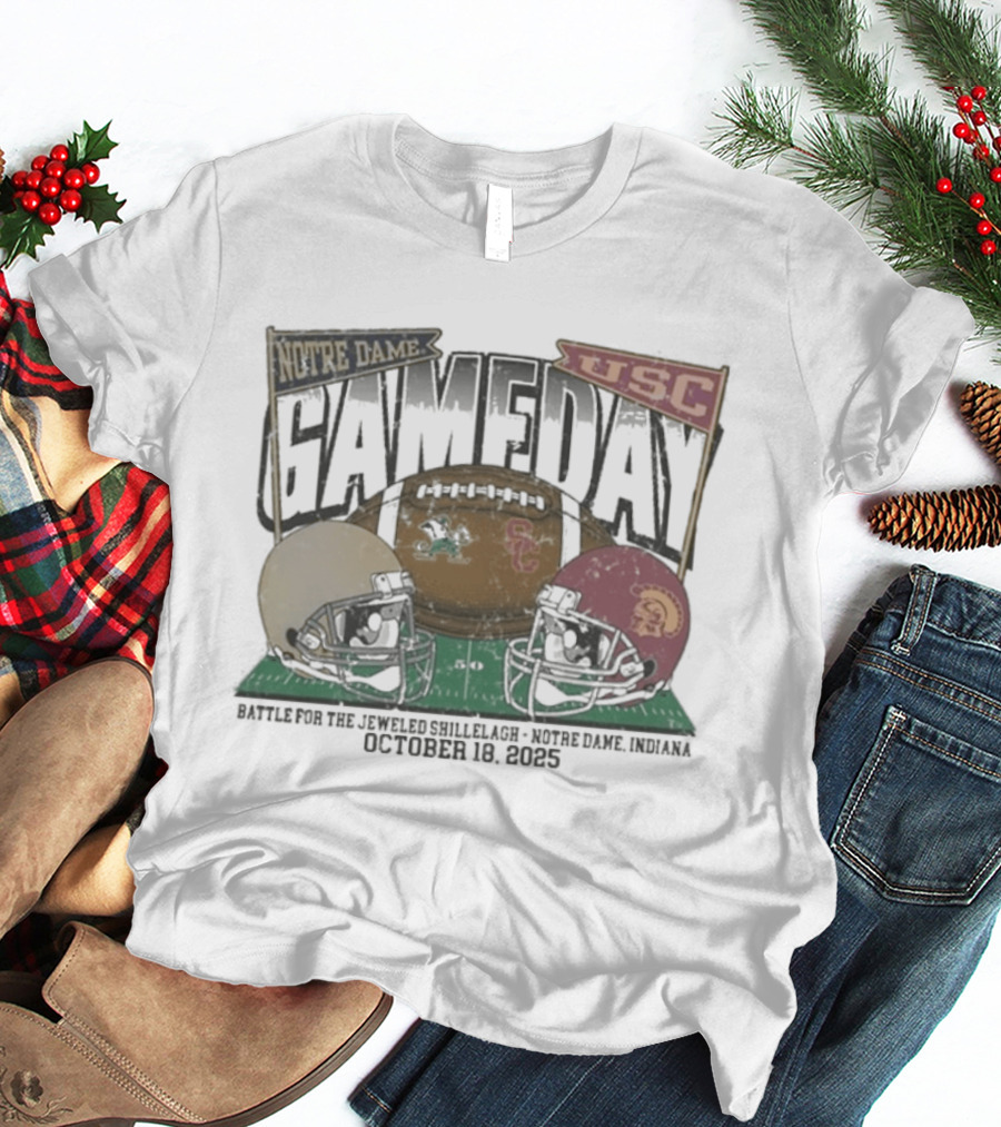 Notre Dame Vs USC Gameday 2025 Jeweled Shillelagh October 18 Football Clash T-Shirt