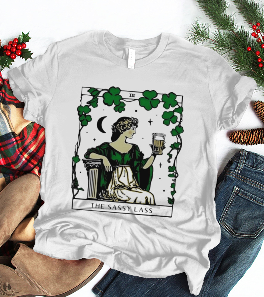 The Sassy Lass St Patrick's Day Tarot Card Clover Moon T-Shirt