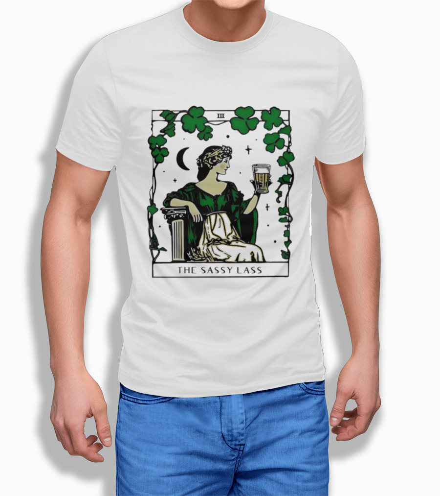 The Sassy Lass St Patrick's Day Tarot Card Clover Moon T-Shirt