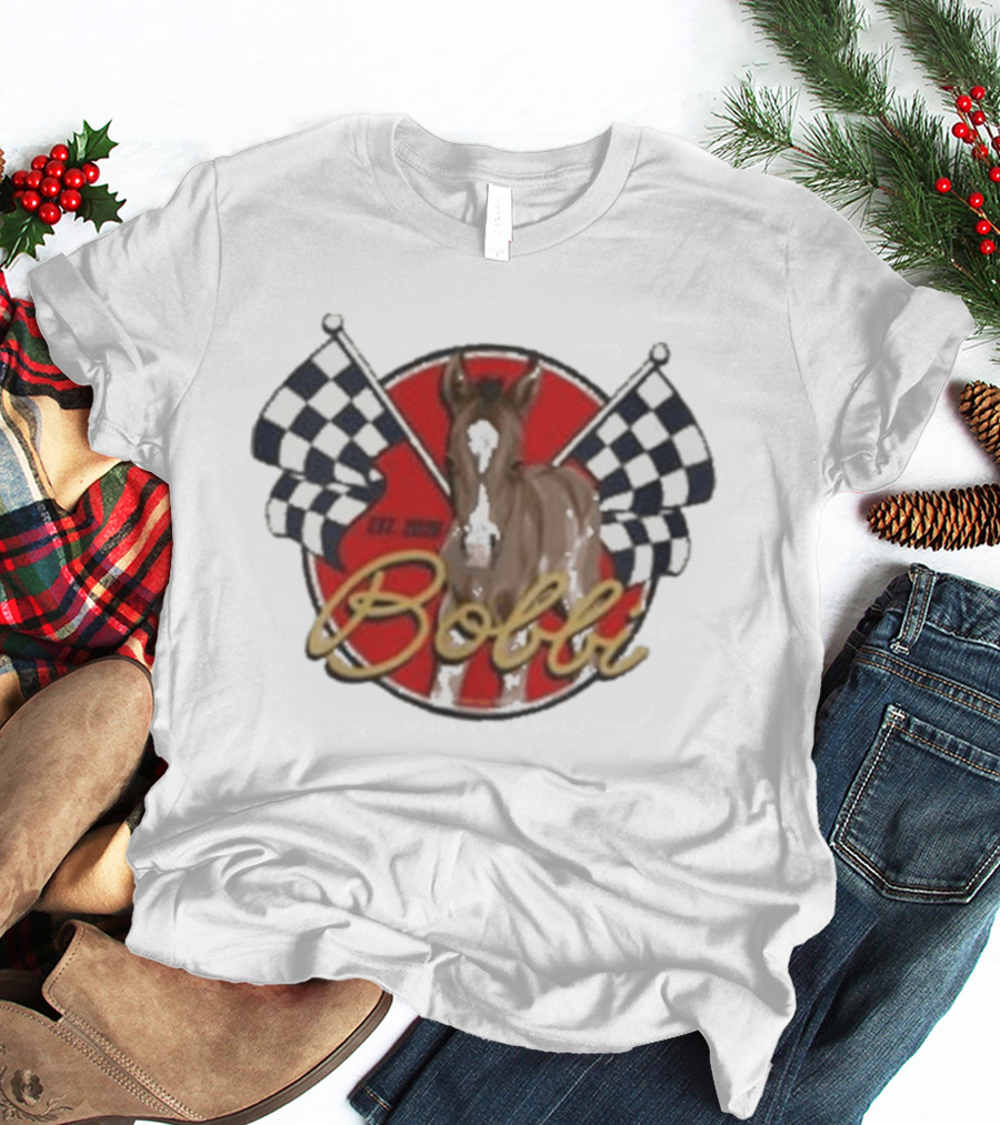 Bobbi Established 2023 Checkered Flags Horse Racing T-Shirt