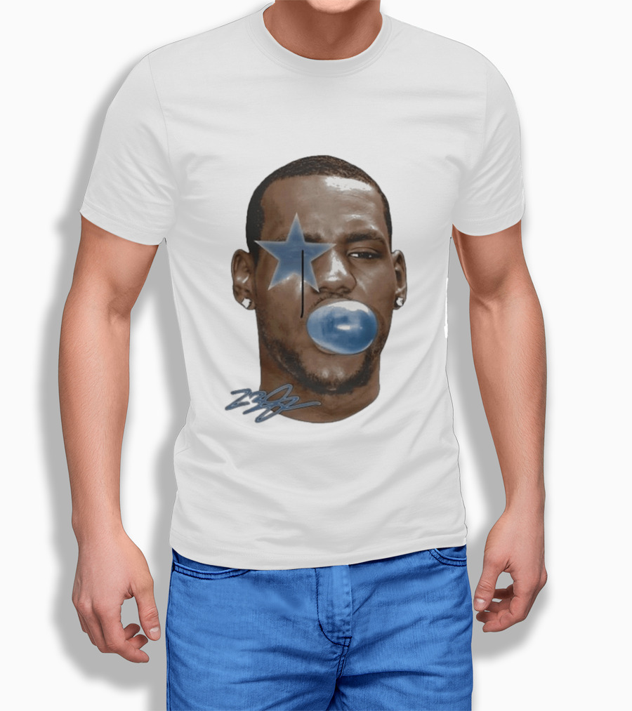 Lebron James Bubble Gum Blue Star Face T-Shirt
