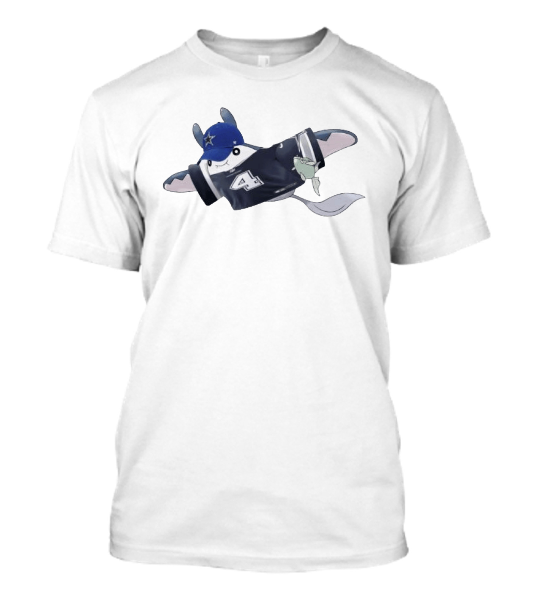 Mantine Pokemon Wearing Dak Prescott Dallas Cowboys Jersey And Hat T-Shirt