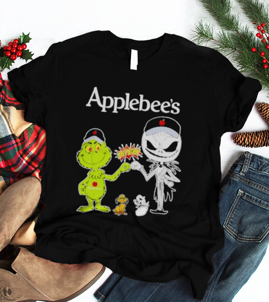 Applebee's Grinch And Jack Skellington Fist Bump Halloween Bash T-Shirt