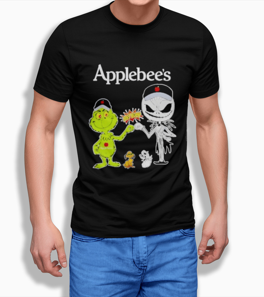 Applebee's Grinch And Jack Skellington Fist Bump Halloween Bash T-Shirt