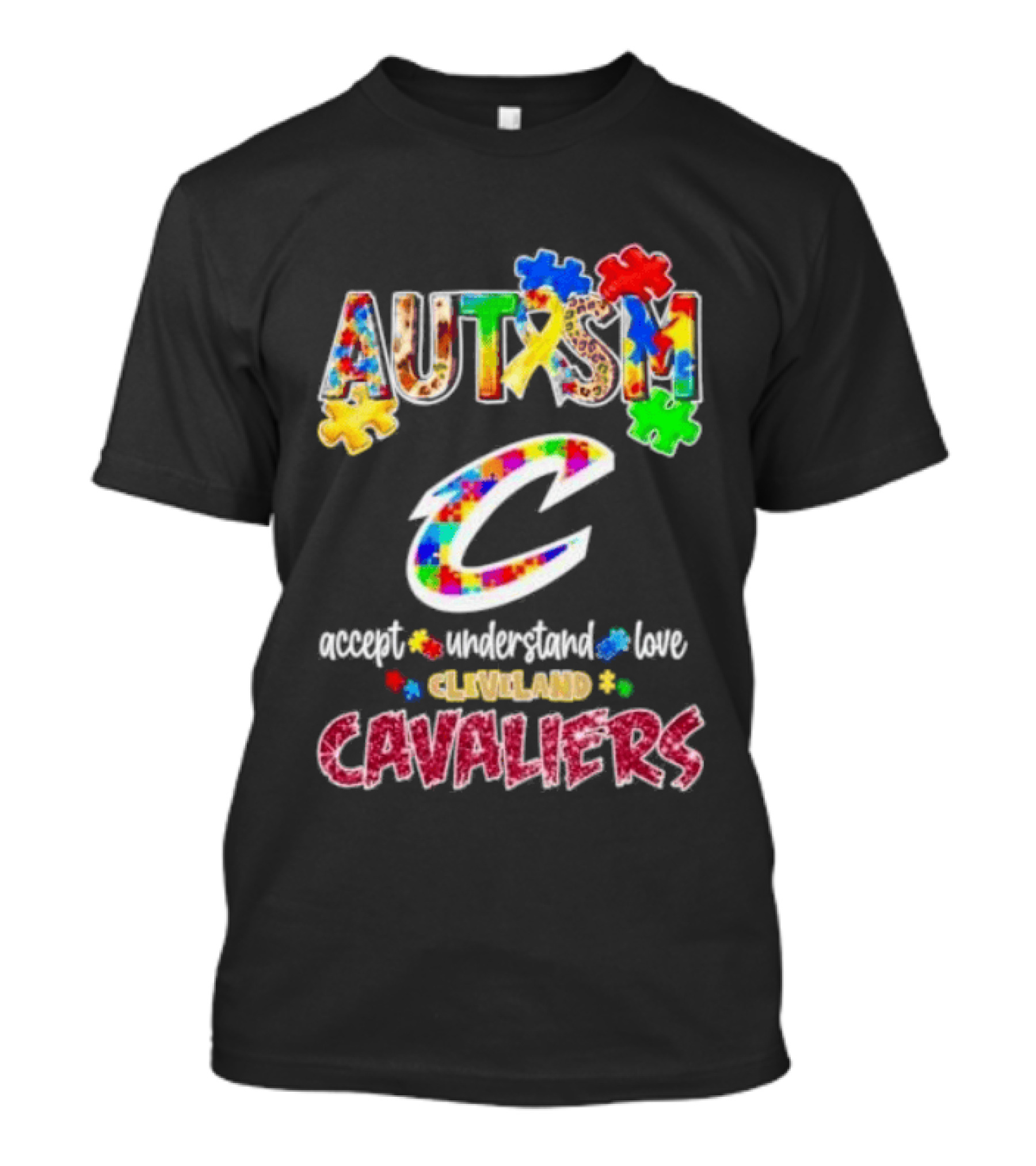 Autism Accept Understand Love Cleveland Cavaliers Puzzles T-Shirt
