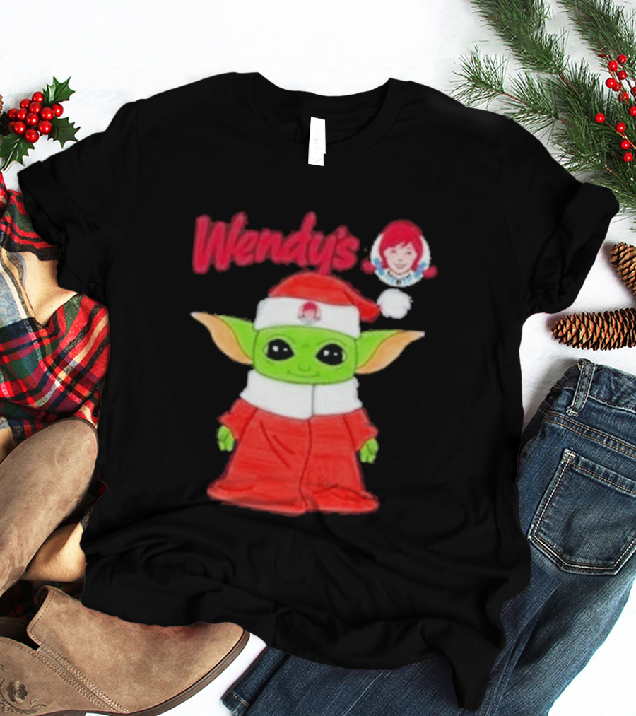 Wendy's Baby Yoda Santa Christmas T-Shirt