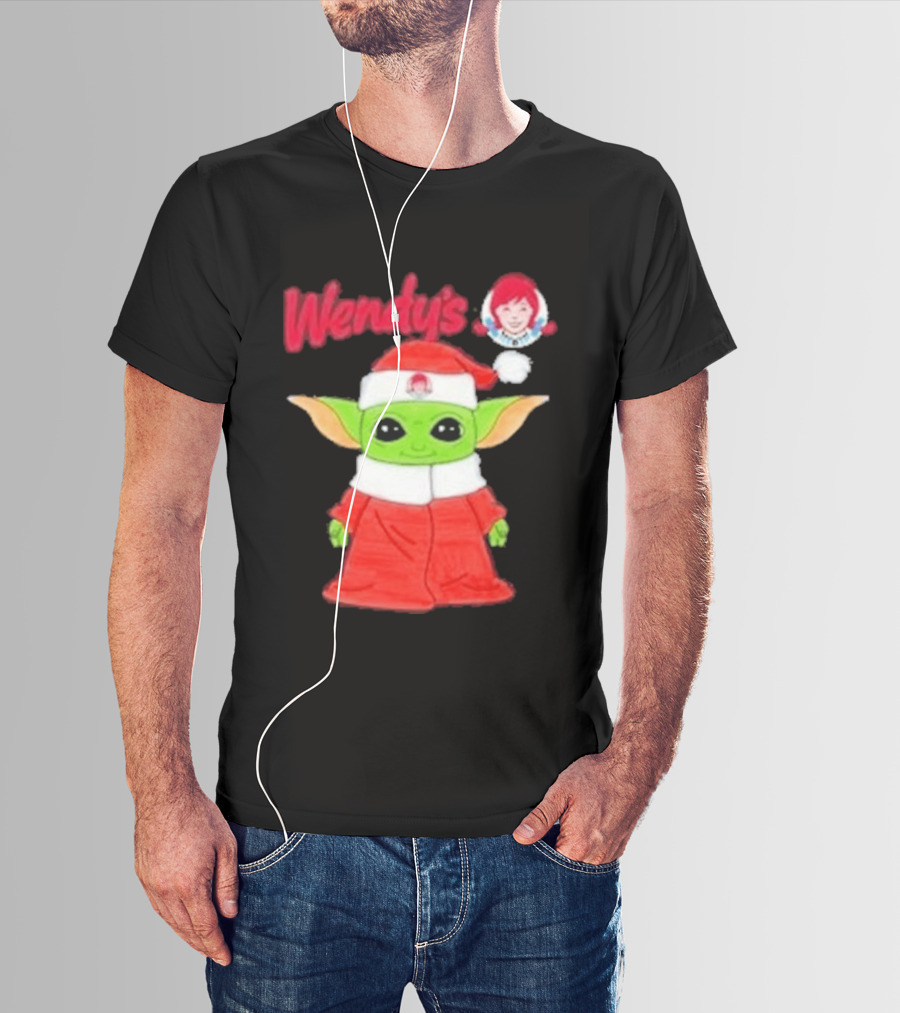 Wendy's Baby Yoda Santa Christmas T-Shirt