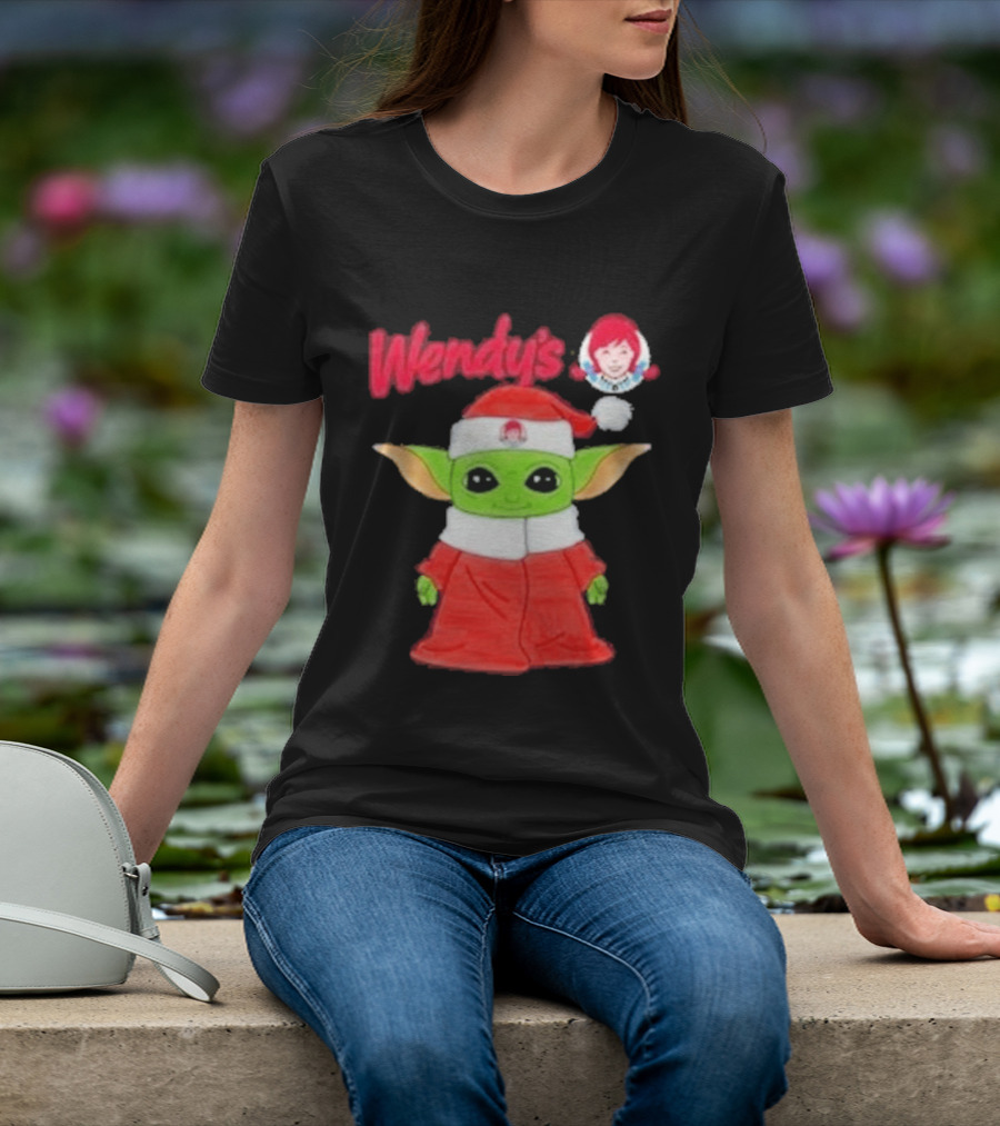 Wendy's Baby Yoda Santa Christmas T-Shirt