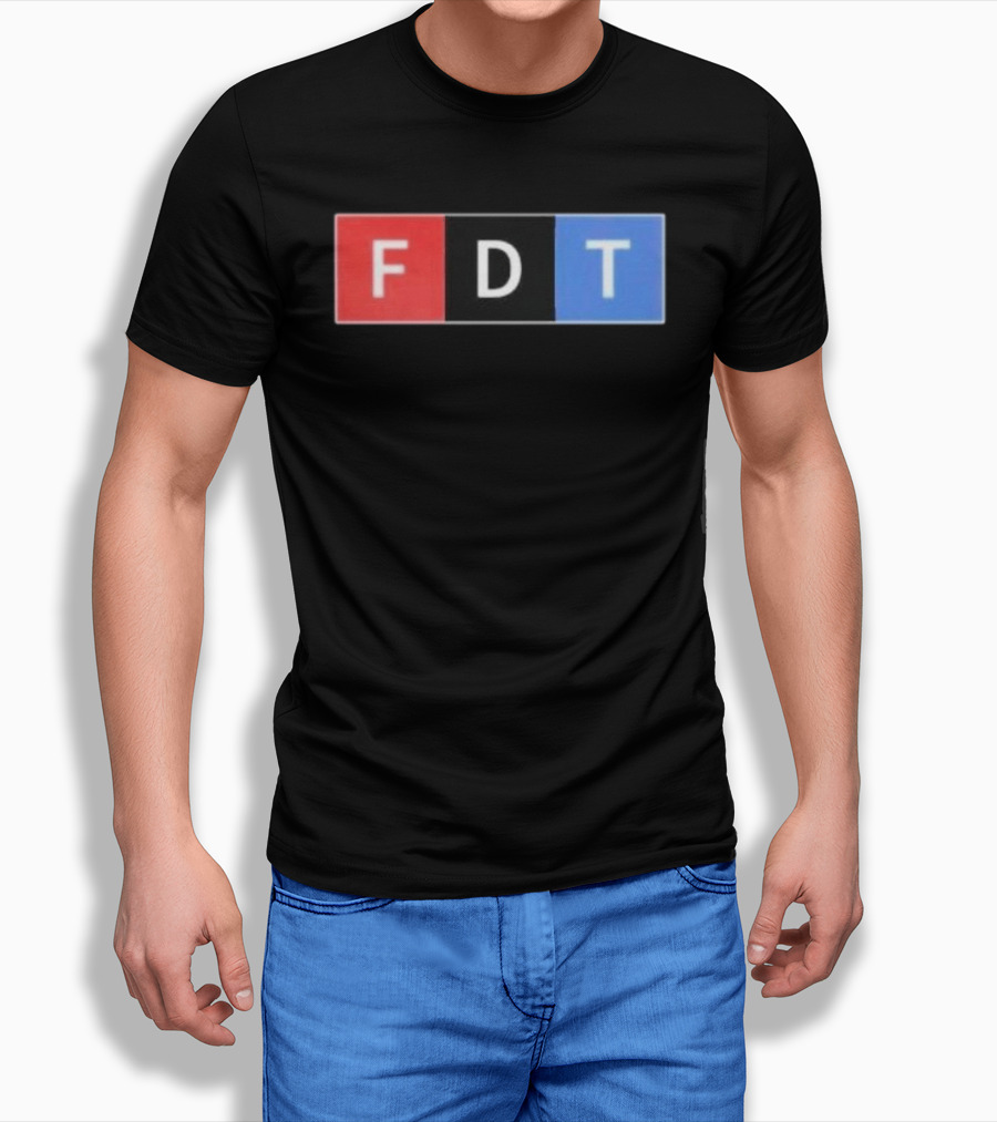 FDT Anti Trump Red Black Blue Block Letters T-Shirt