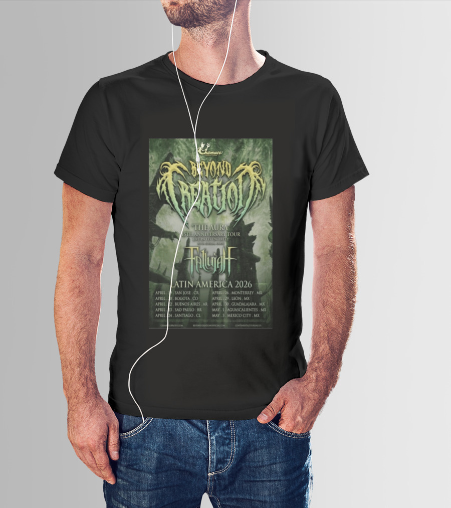 Beyond Creation Fallujah Aura 15th Anniversary Latin America 2026 Tour Dates T-Shirt