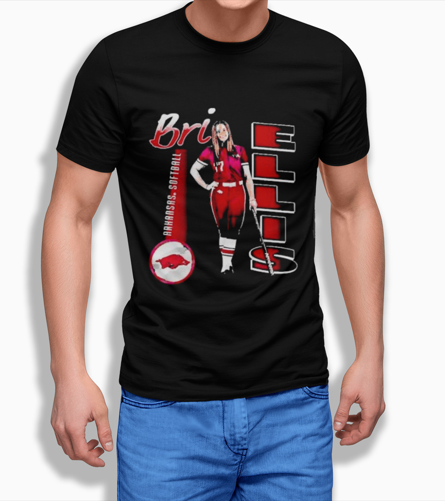 Bri Ellis Arkansas Razorbacks Softball Player Number 77 T-Shirt