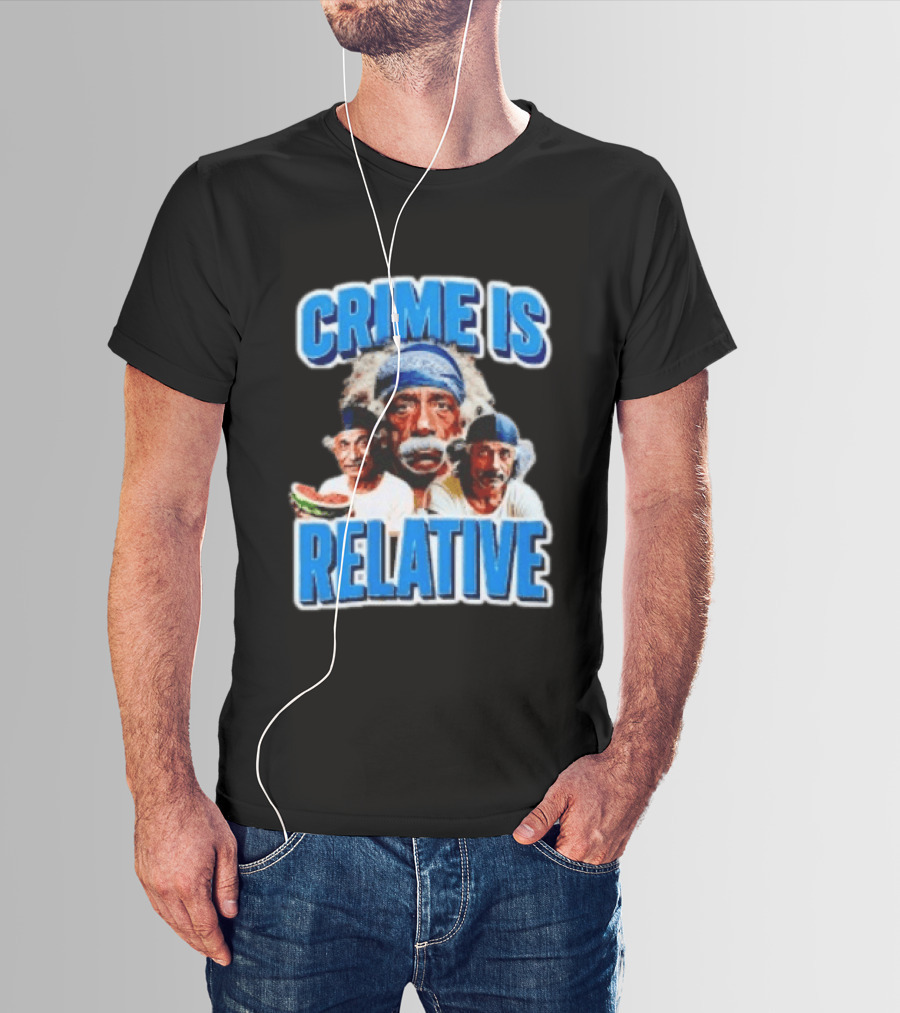 Crime Is Relative Albert Einstein Bandana Blue Font T-Shirt