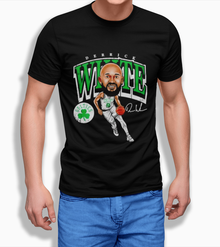 Derrick White Celtics Basketball 9 Signature Cartoon T-Shirt
