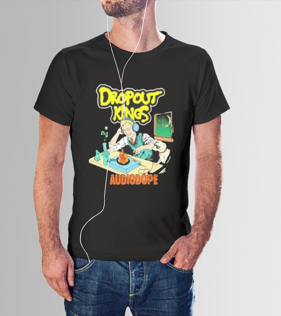 Dropout Kings Audio Dope Scientist Listening With Headphones And Chemistry Setup T-Shirt