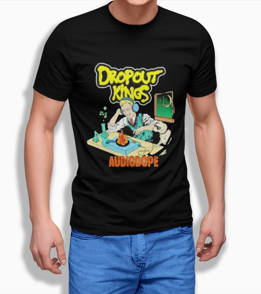 Dropout Kings Audio Dope Scientist Listening With Headphones And Chemistry Setup T-Shirt