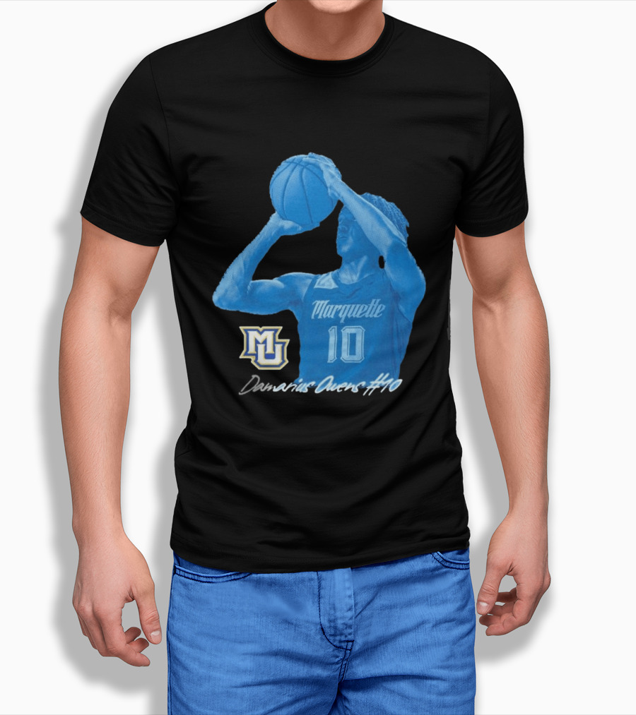 Marquette Golden Eagles MU Damarius Owens #10 Basketball T-Shirt