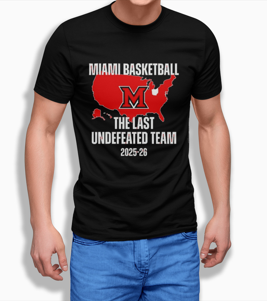 Miami Basketball RedHawks The Last Undefeated Team 2025 26 USA Map T-Shirt