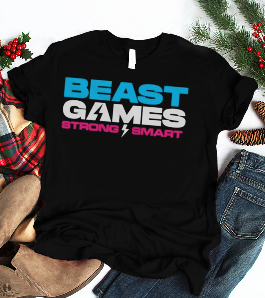 Beast Games Strong Smart MrBeast Lightning Bolt T-Shirt
