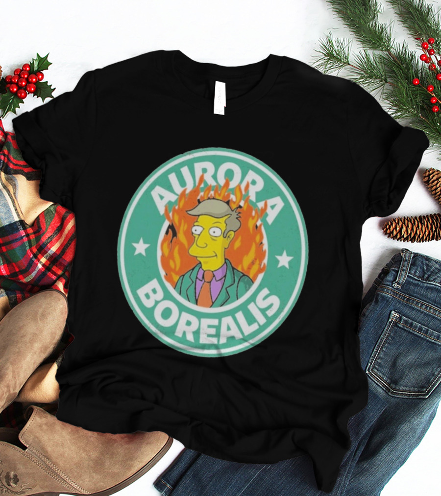 Aurora Borealis Skinnerbucks Green Circle Fire T-Shirt