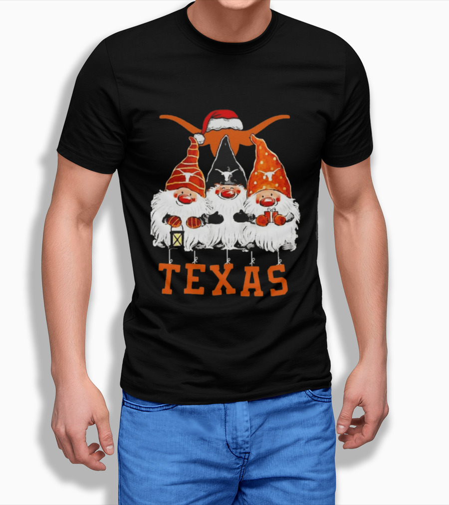 Texas Longhorns Christmas Gnomes Festive Decor T-Shirt