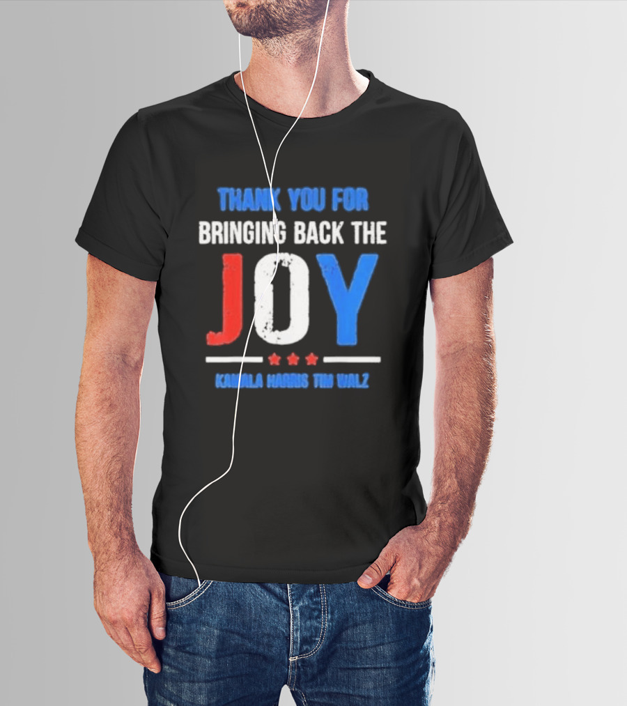 Thank You For Bringing Back The Joy Kamala Harris Tim Walz Text With Decorative Stars T-Shirt